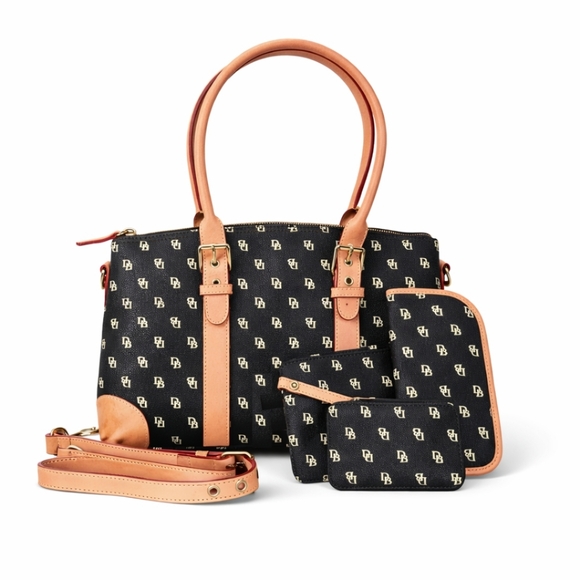 Dooney & Bourke Handbags - Dooney & Bourke Dark Brown and Tan Satchel, 4 Piece Set!
